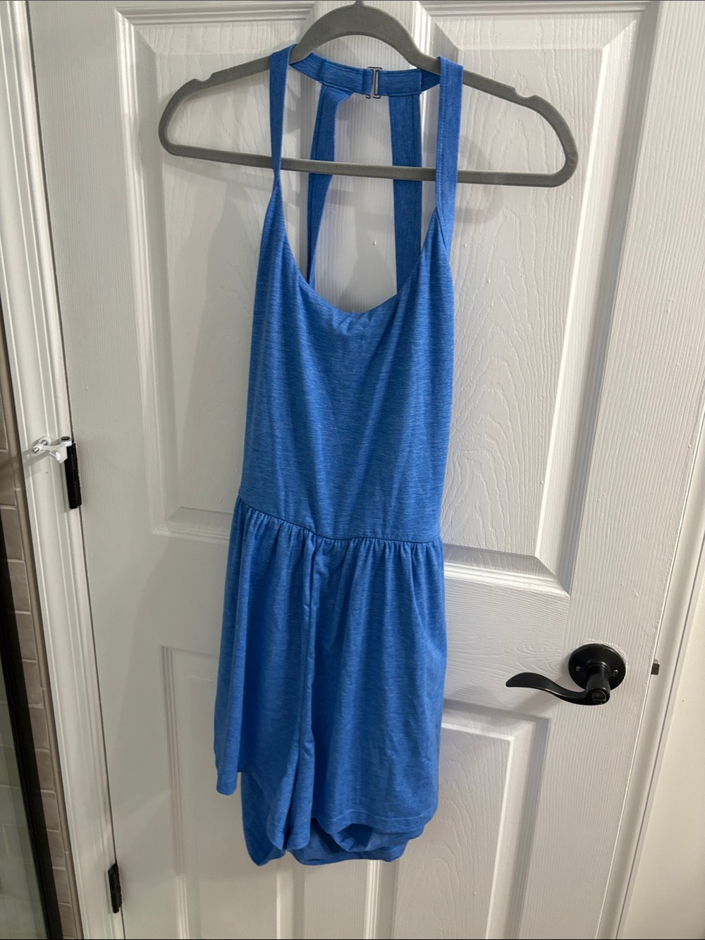 Woman’s Blue Knit Romper - Casual Everyday Bottoms